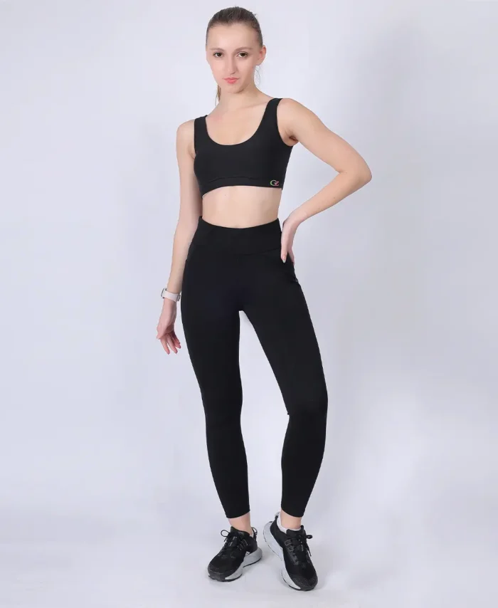 Gz Bracer Bust Shaper Sports Bra + Gz High Waist Legging Black