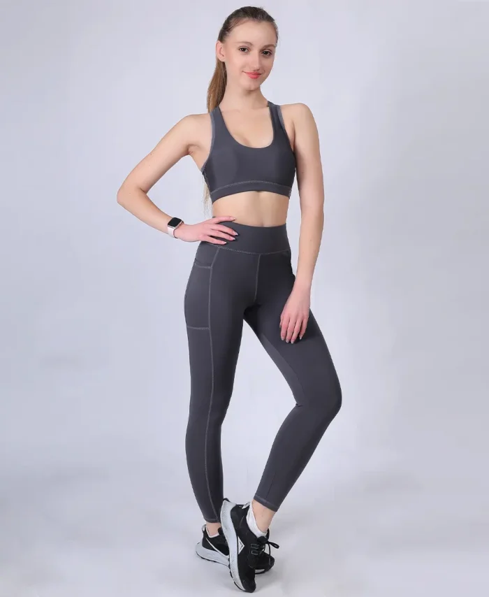 Gz Elevate High Waist Legging & Gz Flex Sports Bra Grey
