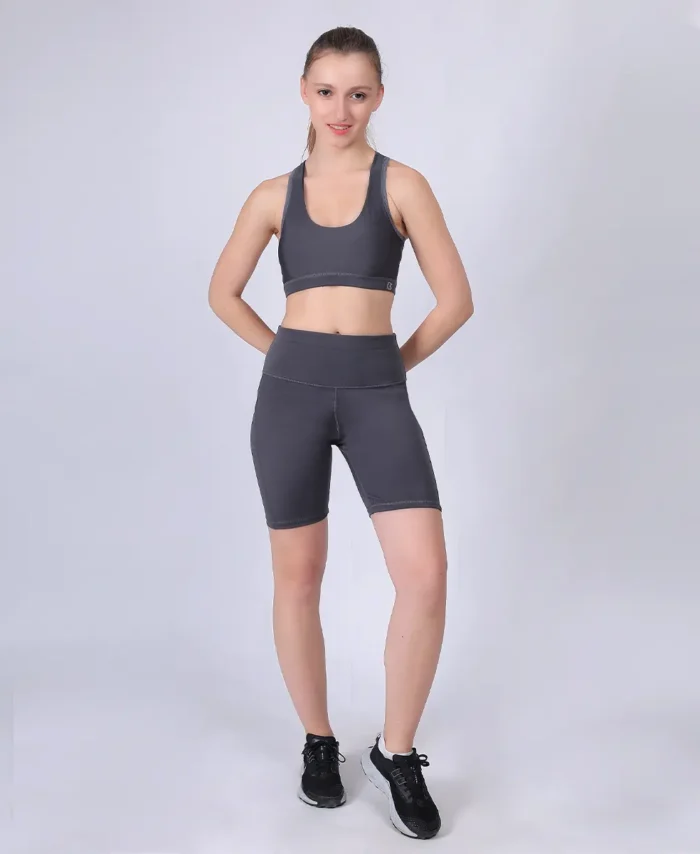 Gz High Waist Shorts & Gz Flex Sports Bra Grey