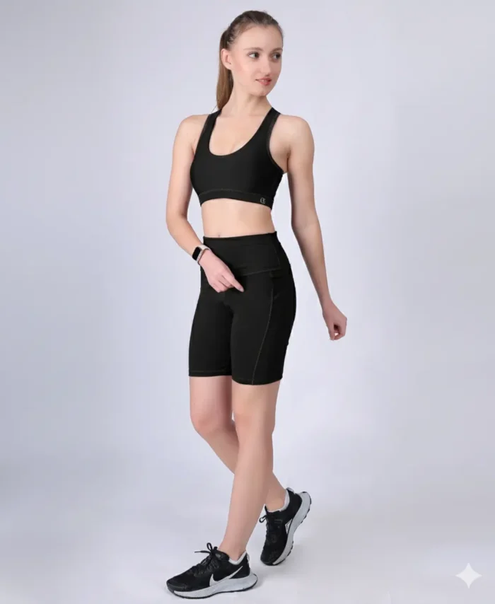 Gz High Waist Shorts +  Gz Flex Sports Bra Black